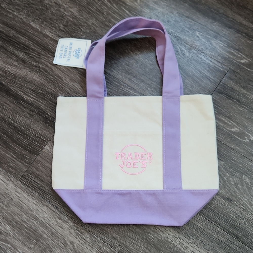 Trader Joe's Purple and Cream Mini Tote Bag